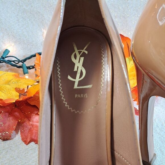 Yves Saint Laurent Paris Platform Heel Authentic Rive Gauche Lambskin Trim EUC - Picture 12 of 17